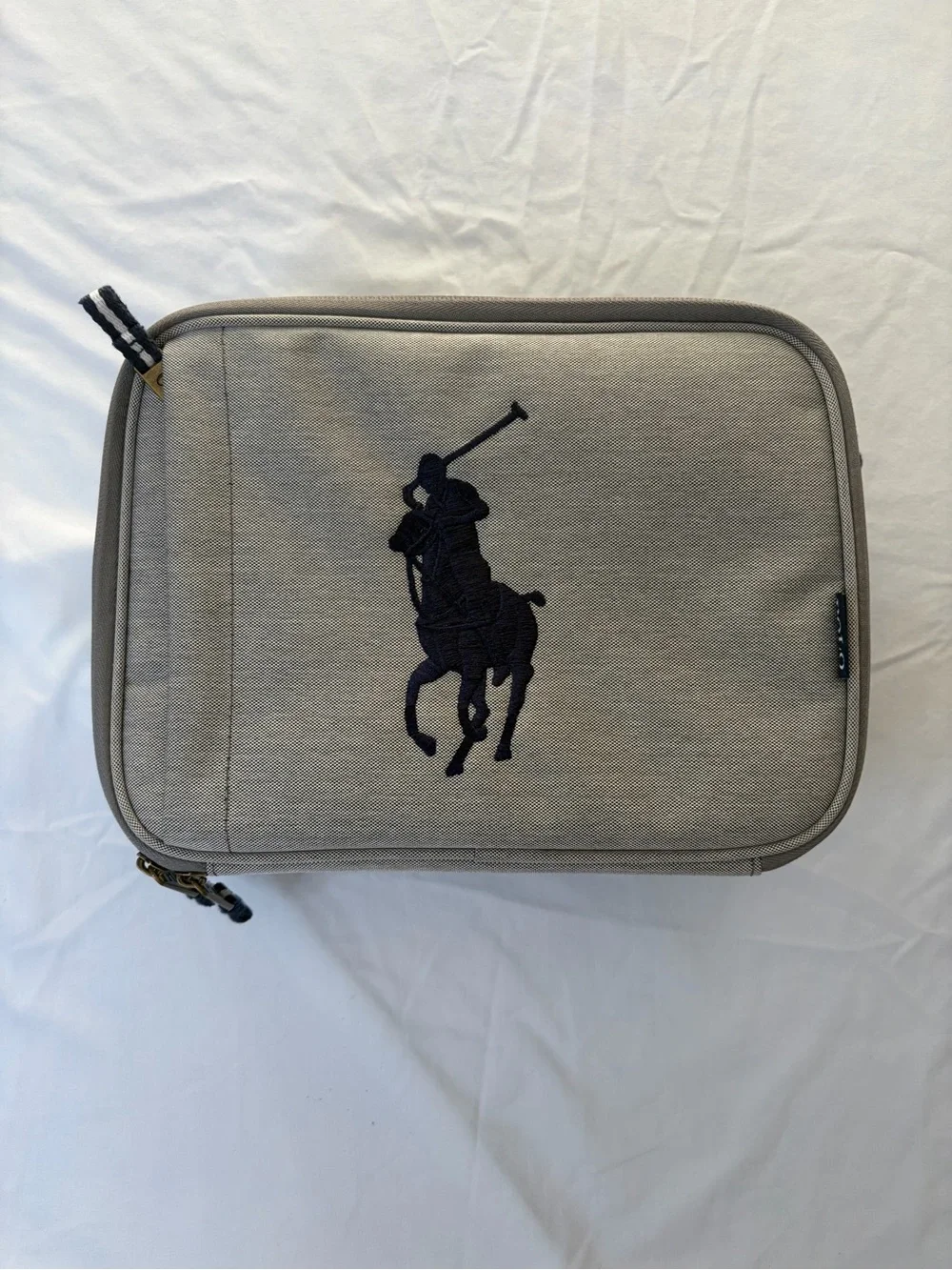 Polo by Ralph Lauren Gray Canvas Lunch Bag Tote Bag with Navy Pony Kids Unisex